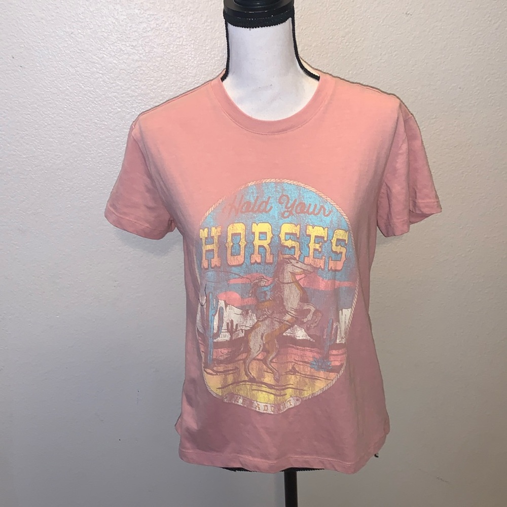 Thread Grit western hold your horses short sleeve top pink